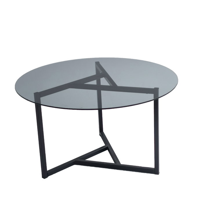 Hanah Home Trio Mesa de Centro de Cristal Templado Fume y Negro